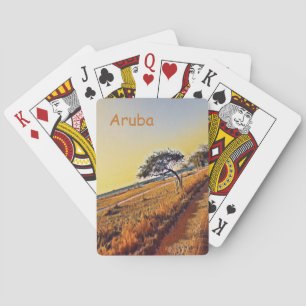Jeu De Cartes Paysage d'Aruba avec des arbres Divi Divi