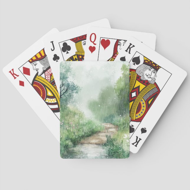 Jeu De Cartes Paysage de chemin forestier brumeux (2) (dos)
