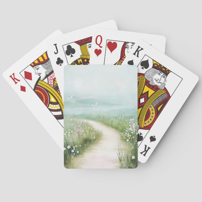 Jeu De Cartes Paysage de chemin forestier brumeux (3) (dos)