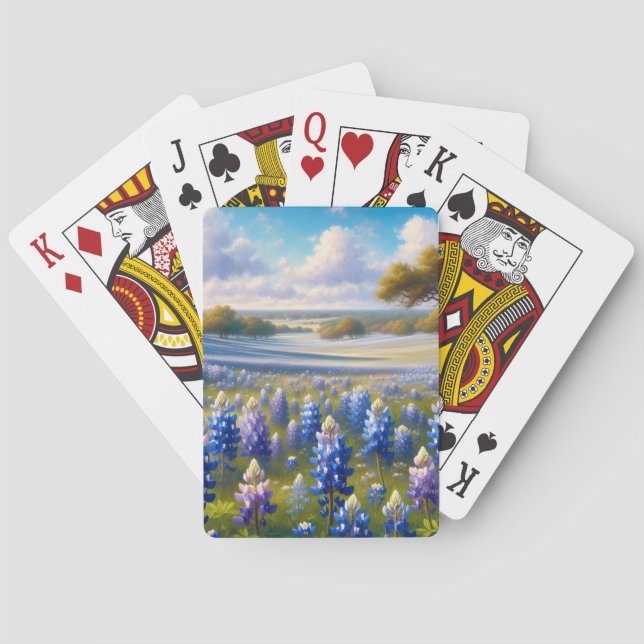 Jeu De Cartes Paysage de prairie aux bleuets du Texas (dos)
