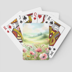 Jeu De Cartes Paysage de prairie fleurie pastel