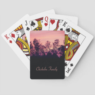 Jeu De Cartes Paysage décoratif rose et violet