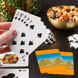 Jeu De Cartes Paysage Désertique Pyramides Égyptiennes Or Géomét