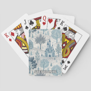 Jeu De Cartes Paysage du château d'hiver en bleu et gris