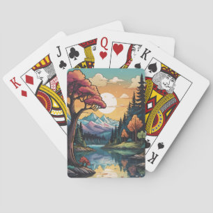Jeu De Cartes Paysage ensoleillé enchanté Lakeside Serenity