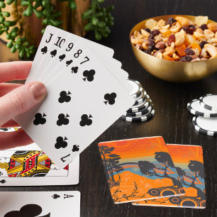 Jeu De Cartes Paysage forestier abstrait au coucher du soleil ré