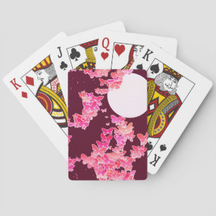 Jeu De Cartes Paysage lunaire aux papillons - rose, bordeaux