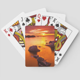 Jeu De Cartes Paysage marin orange, coucher de soleil, Californi