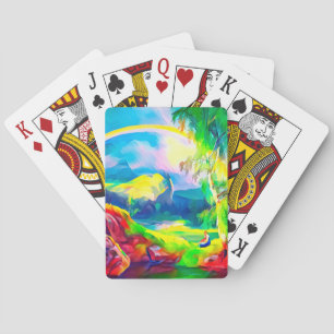 Jeu De Cartes Paysage norvégien avec arc-en-ciel