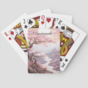 Jeu De Cartes Paysage personnalisable de fleurs de cerisier