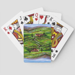 JEU DE CARTES PAYSAGE TOSCANE AUX COLLINES VERTES
