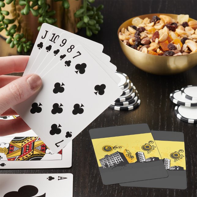 Jeu De Cartes Paysage Urbain Jaune et Gris Abstrait Rétro (Créateur téléchargé)