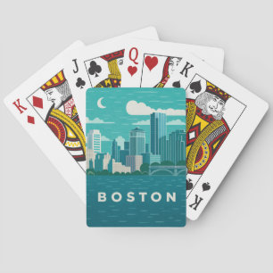 Jeu De Cartes Paysage urbain nocturne du Massachusetts Ville d