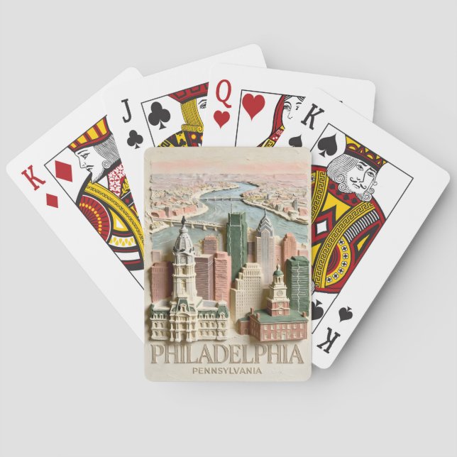 Jeu De Cartes Paysage urbain texturé moderne de Philadelphie (dos)