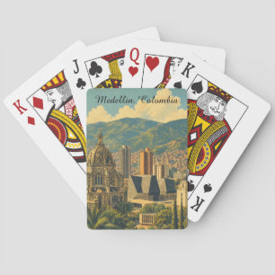 Jeu De Cartes Paysage urbain vintage de Medellín Colombie Voyage