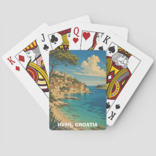 Jeu De Cartes Paysage vintage Hvar Croatie côte Adriatique