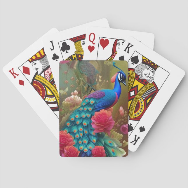 Jeu De Cartes Peacock bleu dans Rose Garden (dos)