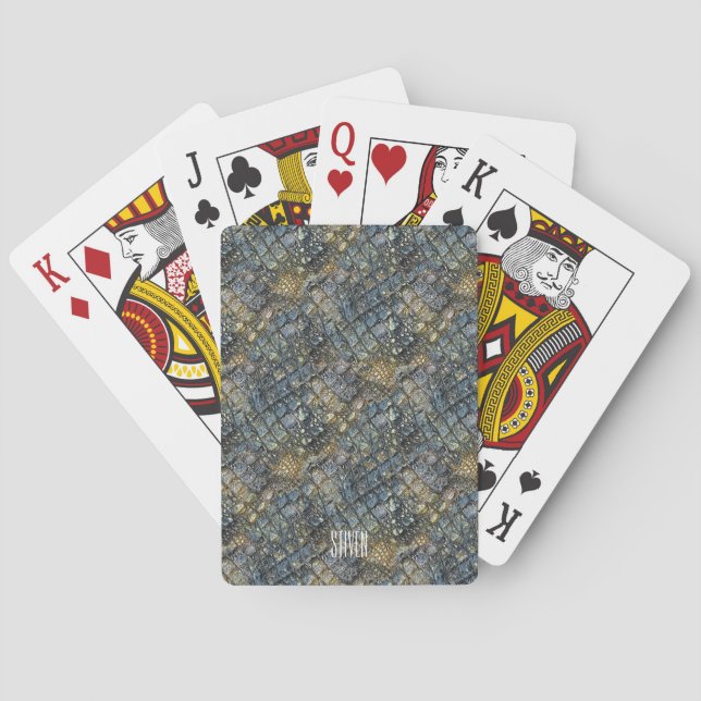 Jeu De Cartes Peau de crocodile imitation. Impression animale. (dos)