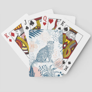 Jeu De Cartes Pêche Bleu Léopard Tropical Abstrait