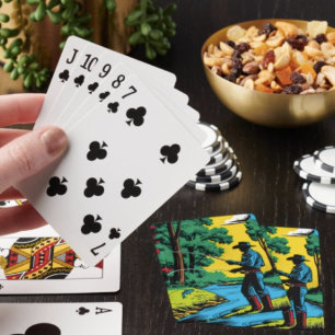 Jeu De Cartes Pêcheur au bord de la rivière Jouant aux cartes