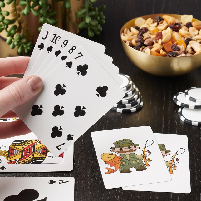 Jeu De Cartes Pêcheur de dessin animé avec Gros Catch Funny Fish (Créateur téléchargé)