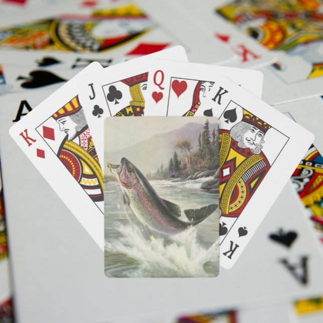 Jeu De Cartes Pêcheur vintage de truite arc-en-ciel Pêche du poi (Créateur téléchargé)