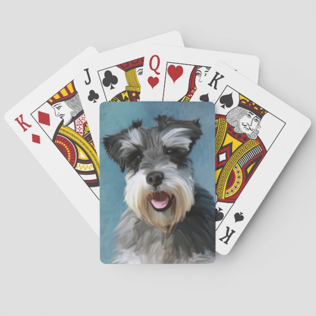 Jeu De Cartes Peinture à l'aquarelle de Schnauzer Nain (dos)