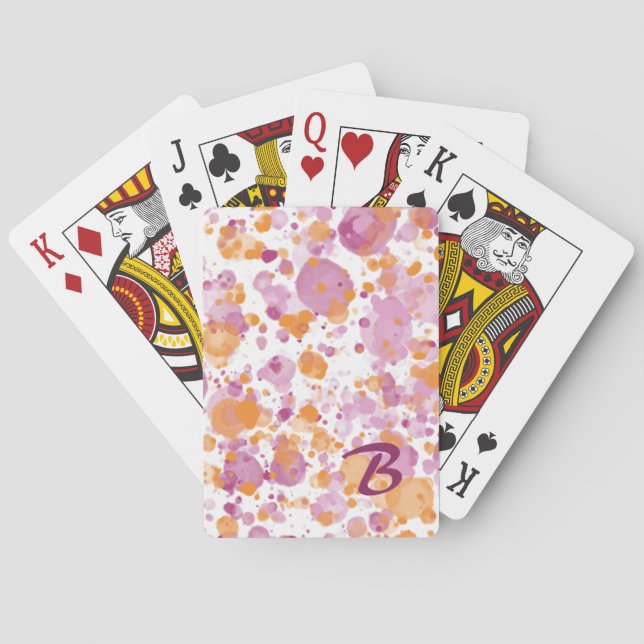 Jeu De Cartes Peinture à l'aquarelle orange moderne violet (dos)