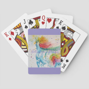Jeu De Cartes Peinture à l'aquarelle Unicorne Rainbow Girls Purp
