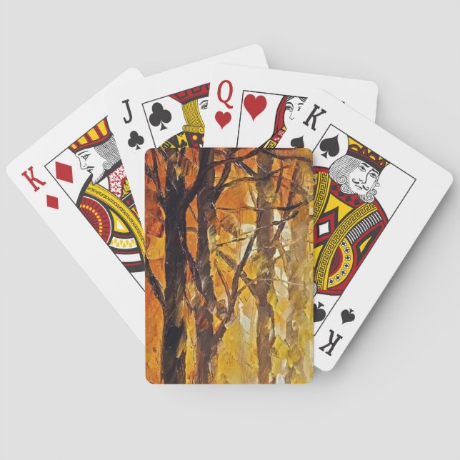 Jeu De Cartes Peinture à l'huile Abstraite forestière (dos)