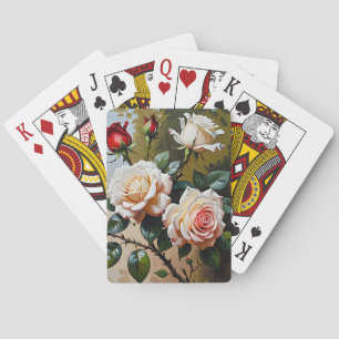 Jeu De Cartes Peinture à l'huile rose blanche et rouge