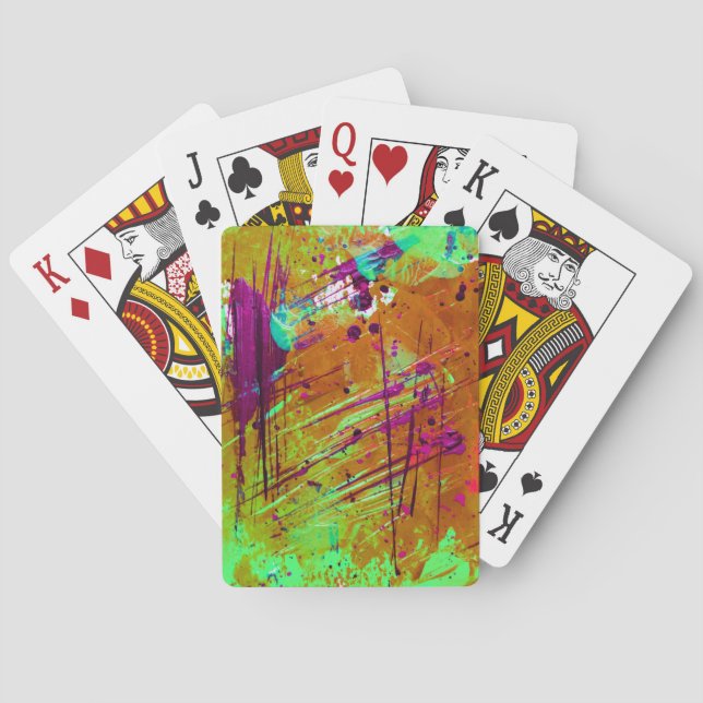 Jeu De Cartes Peinture Abstraite couleur néon vert (dos)