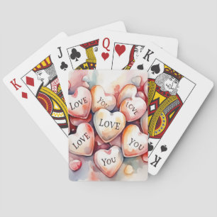Jeu De Cartes Peinture aquarelle coeurs jeux romantiques Je t'ai