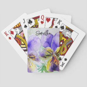Jeu De Cartes Peinture aquarelle de pensées violettes