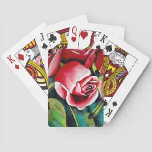 Jeu De Cartes Peinture aquarelle fleur de rosier rose