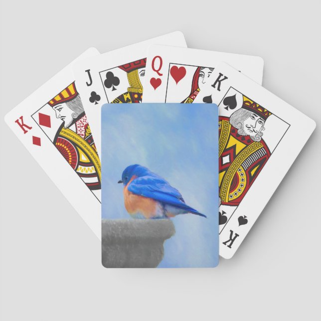 Jeu De Cartes Peinture Bluebird - Art original pour oiseaux (dos)