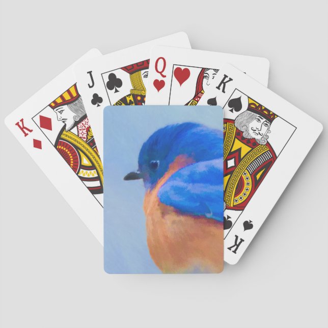 Jeu De Cartes Peinture Bluebird - Art original pour oiseaux (dos)
