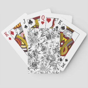 Jeu De Cartes Peinture botanique florale à l'aquarelle en chinoi