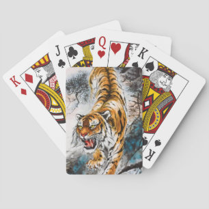 Jeu De Cartes Peinture chinoise classique sur le tigre de sumi-e