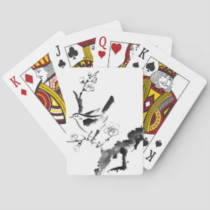 Jeu De Cartes Peinture chinoise, fleur de prune et oiseau