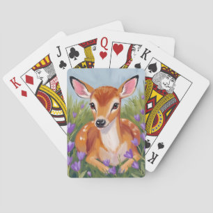 Jeu De Cartes Peinture d'animal de faon   Cerf nouveau-né