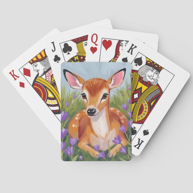 Jeu De Cartes Peinture d'animal de faon | Cerf nouveau-né (dos)