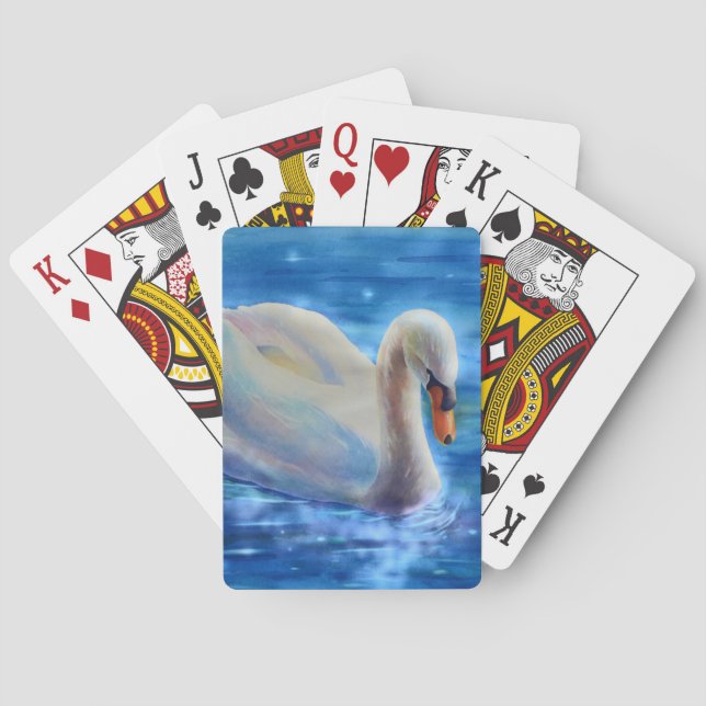 Jeu De Cartes Peinture d'aquarelle blanche pour cygne (dos)