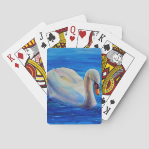 Jeu De Cartes Peinture d'aquarelle de cygne blanc, sauvagine, oi