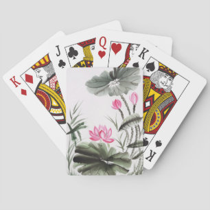Jeu De Cartes Peinture d'aquarelle de fleur de Lotus