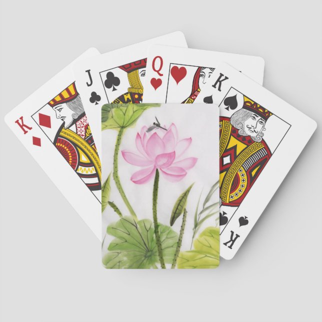 Jeu De Cartes Peinture d'aquarelle de la fleur de Lotus 2 2 (dos)