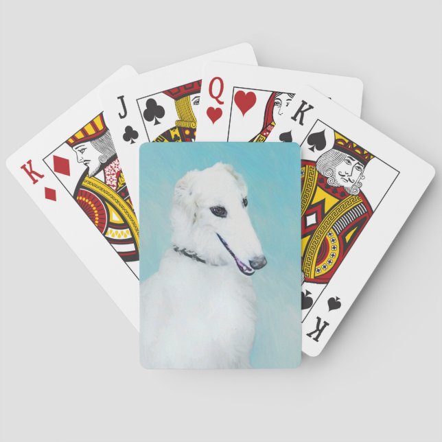 Jeu De Cartes Peinture de Borzoi (Blanc) - Joli Chien d'origine (dos)