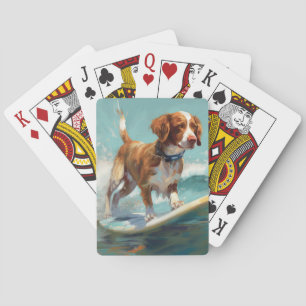 Jeu De Cartes Peinture de Brittany Spaniel faisant du surf sur l