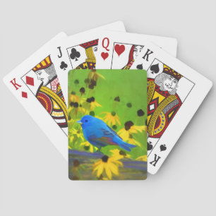 Jeu De Cartes Peinture de Bunting Indigo - Art original pour ois