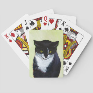 Jeu De Cartes Peinture de chat Tuxedo - Cute Original Cat Art